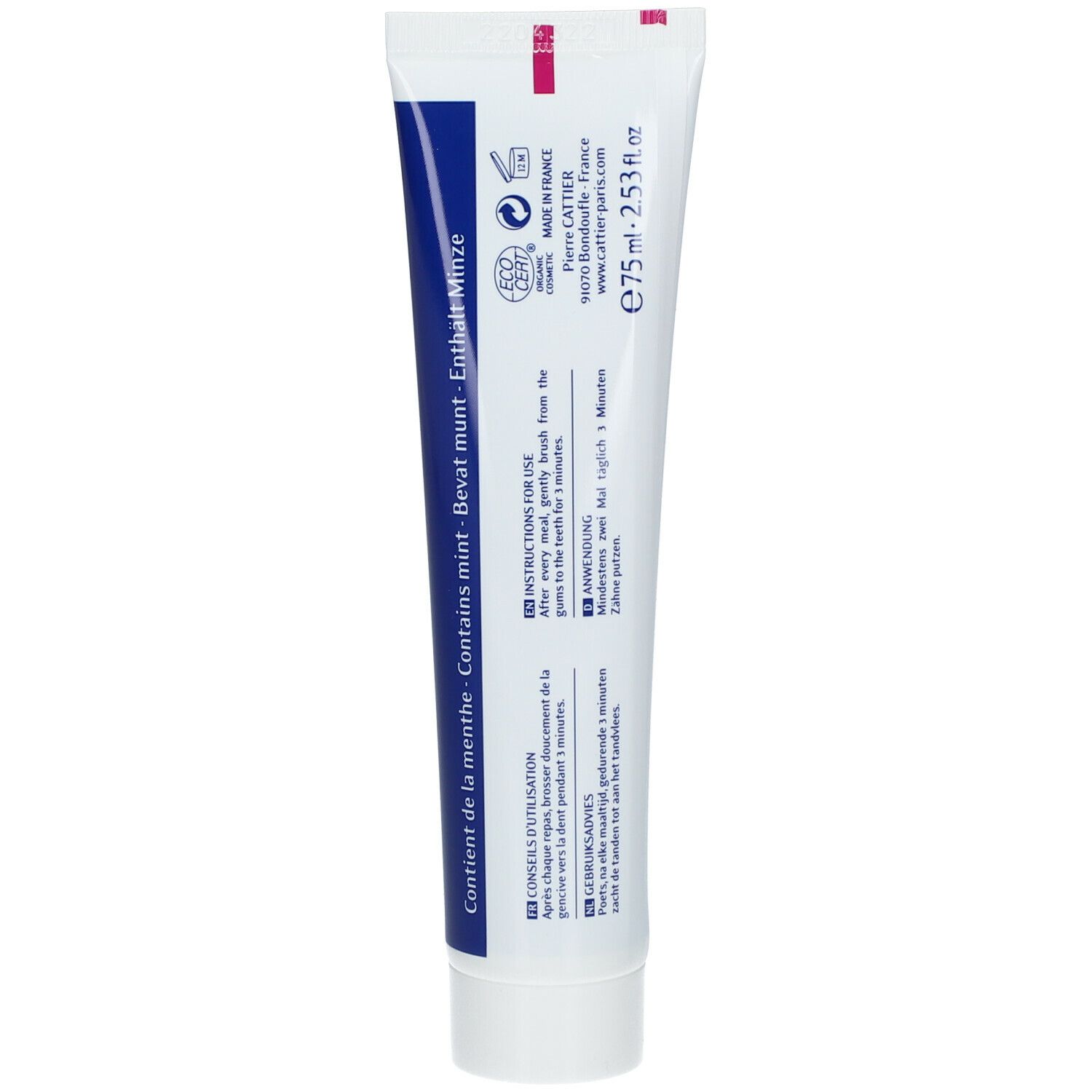 Cattier Dentifrice sans sufates ni fluor Eridène