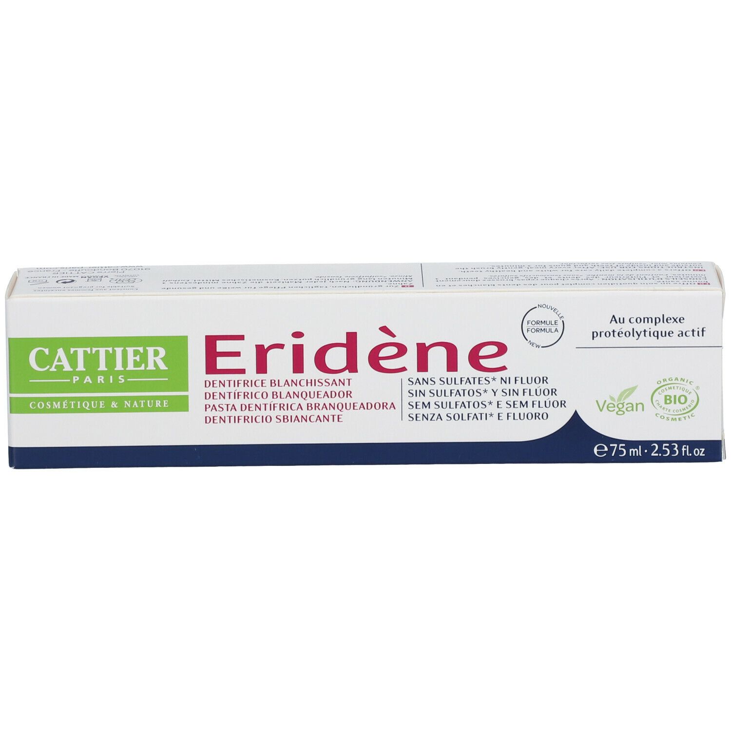 Cattier Dentifrice sans sufates ni fluor Eridène