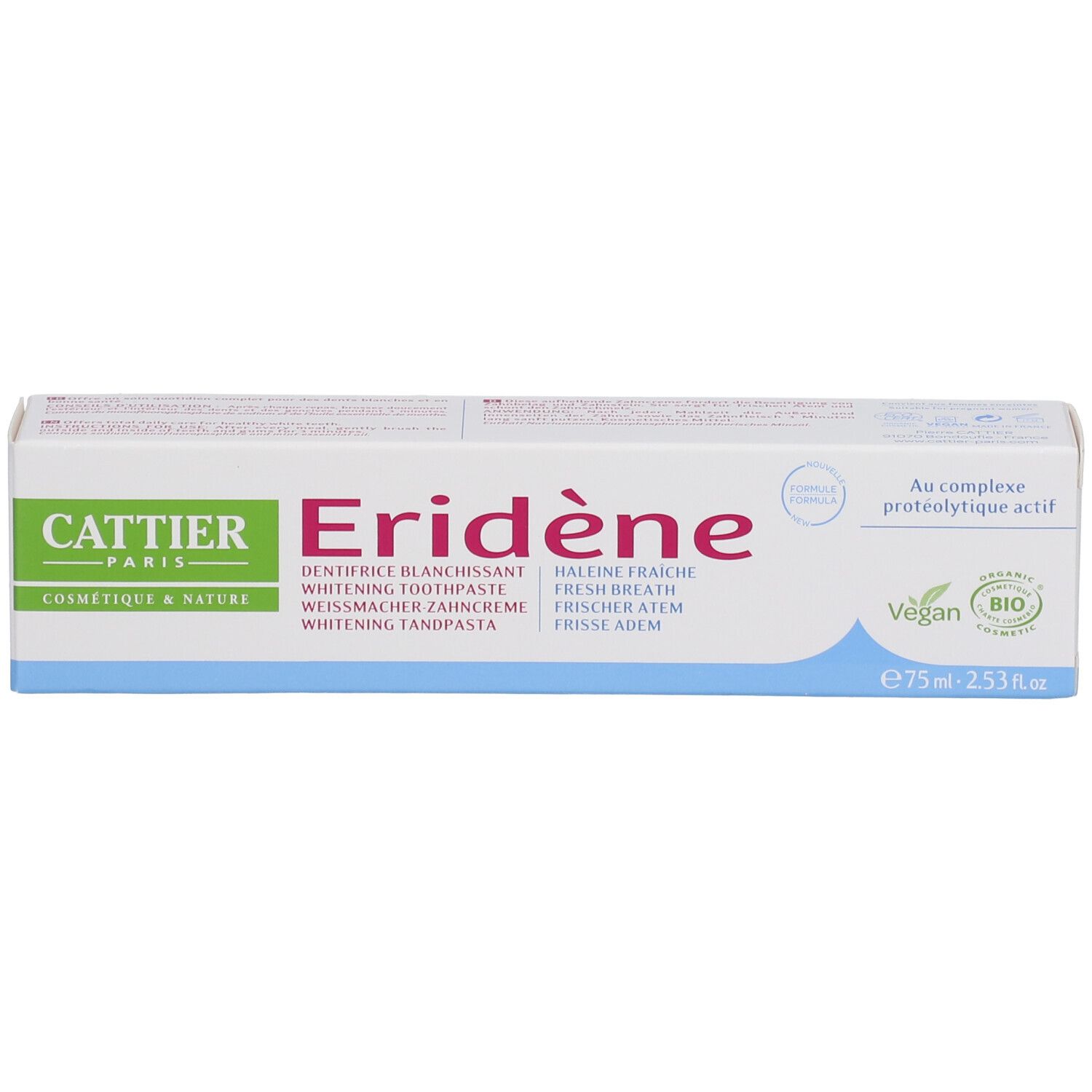 ERIDÈNE DENTIFRICE BLANCHISSANT HALEINE FRAÎCHE - Dentifrice blanchissant au complexe prot