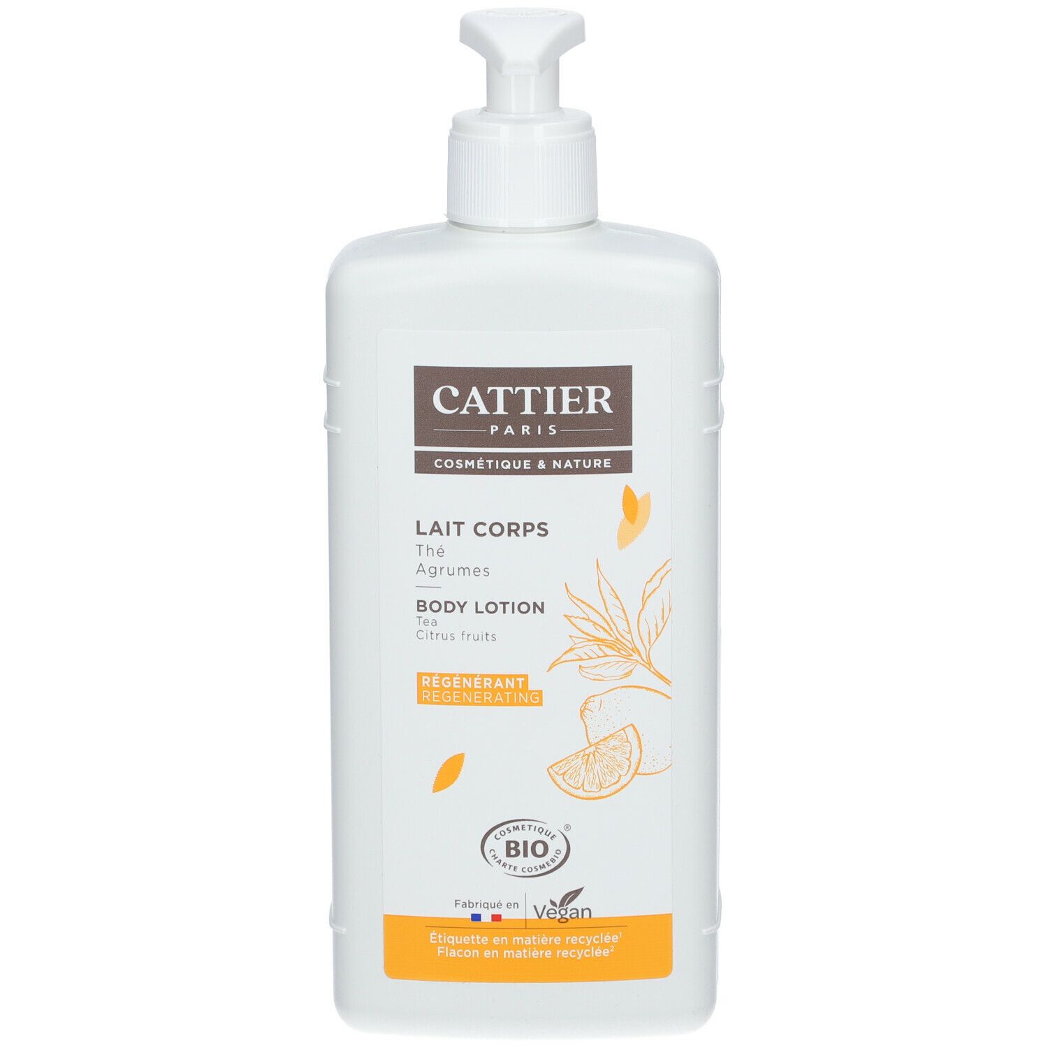 CATTIER Lait corps régénérant Thé et Agrumes Bio