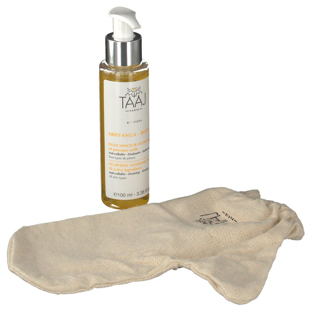 TAAJ Kit Minceur huile minceur ayurvédique et gant "Garshan"