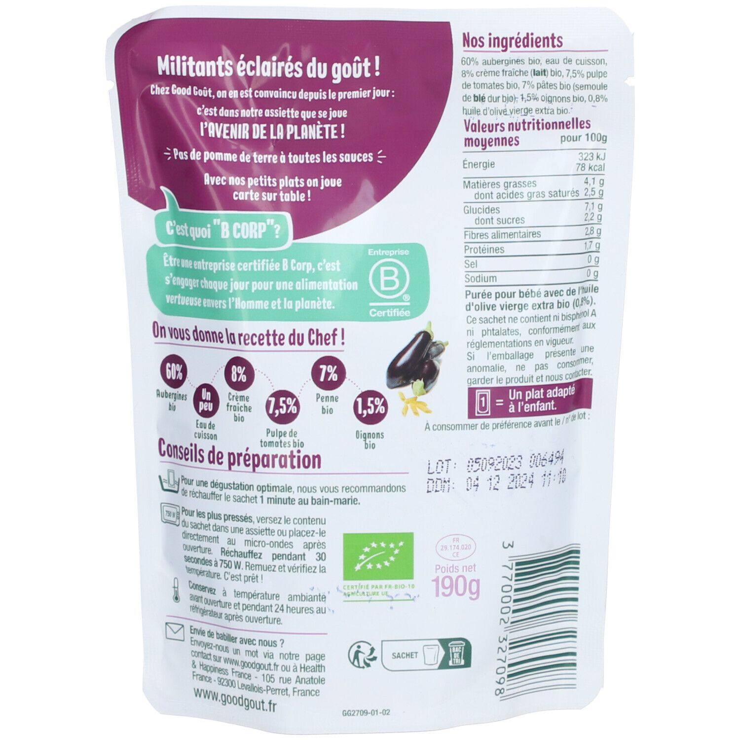 GOODGOUT PENNE AUBERGINE 190G