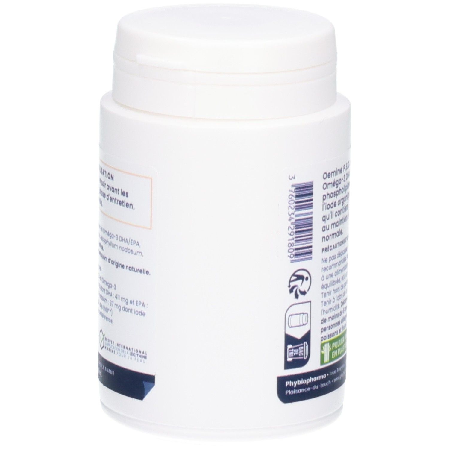 Seite Oemine PSO Kapseln: Barcode und Produktinformationen. 60 Kapseln.