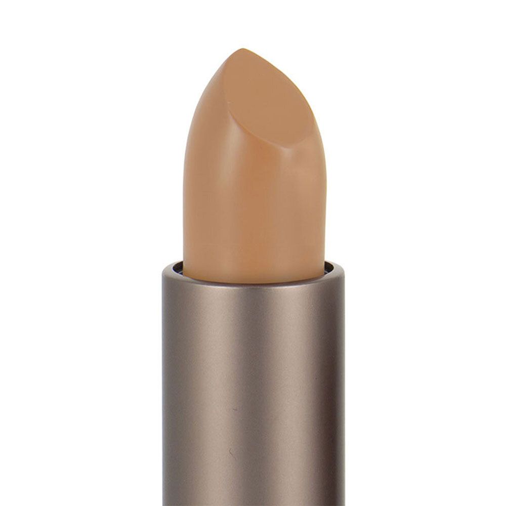 Nahaufnahme eines beigen Concealers. Der Stift ist aus der Hülse herausgedreht.