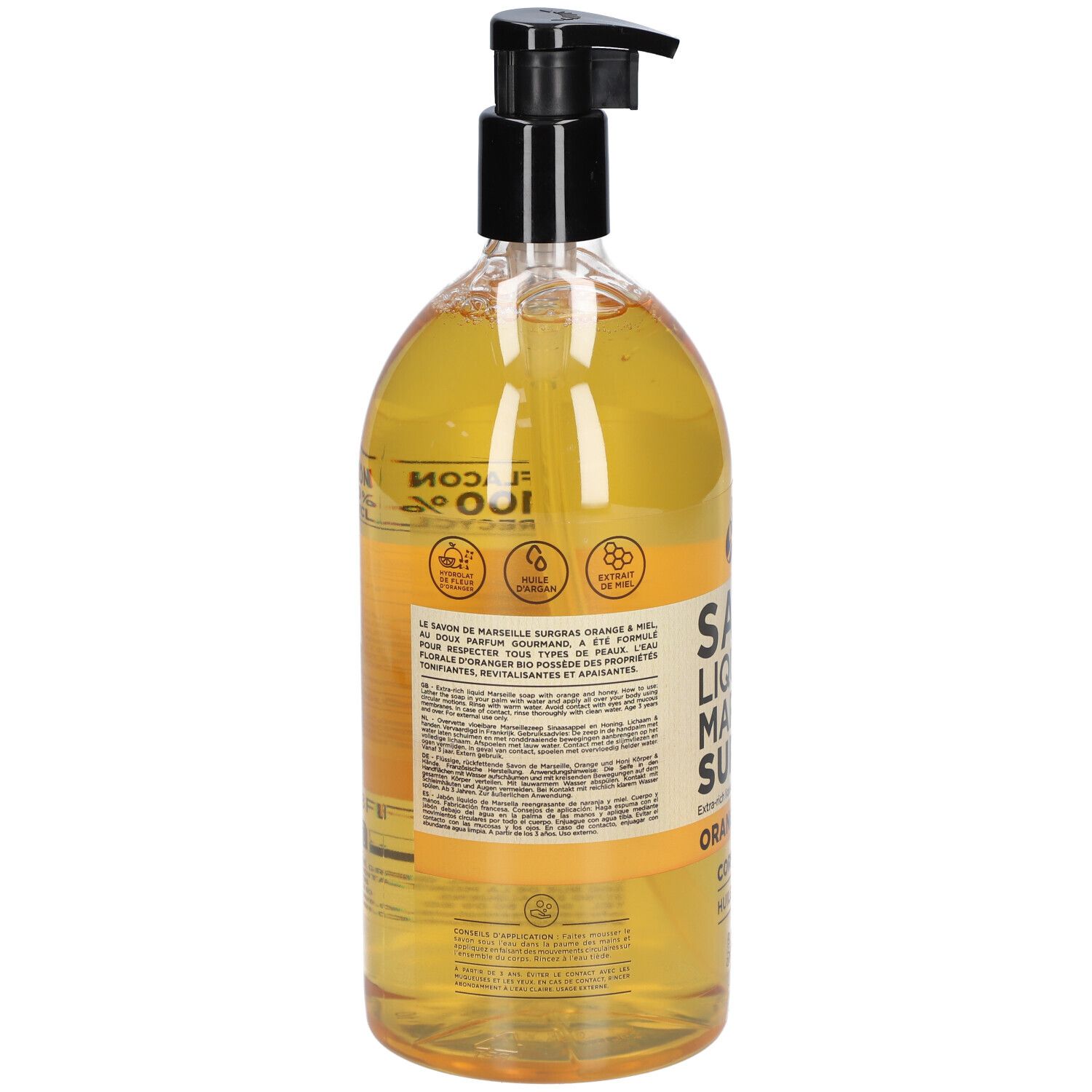 mkl SAVON DE MARSEILLE LIQUIDE 1L - ORANGE ET MIEL