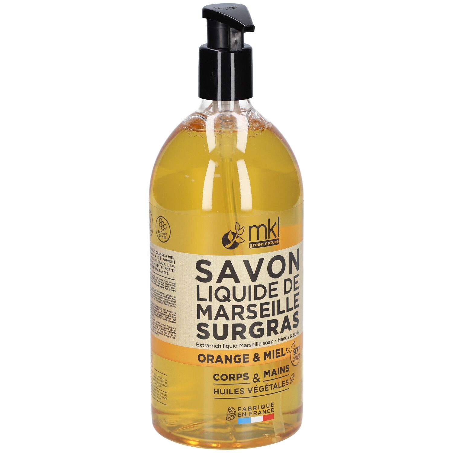 mkl SAVON DE MARSEILLE LIQUIDE 1L - ORANGE ET MIEL