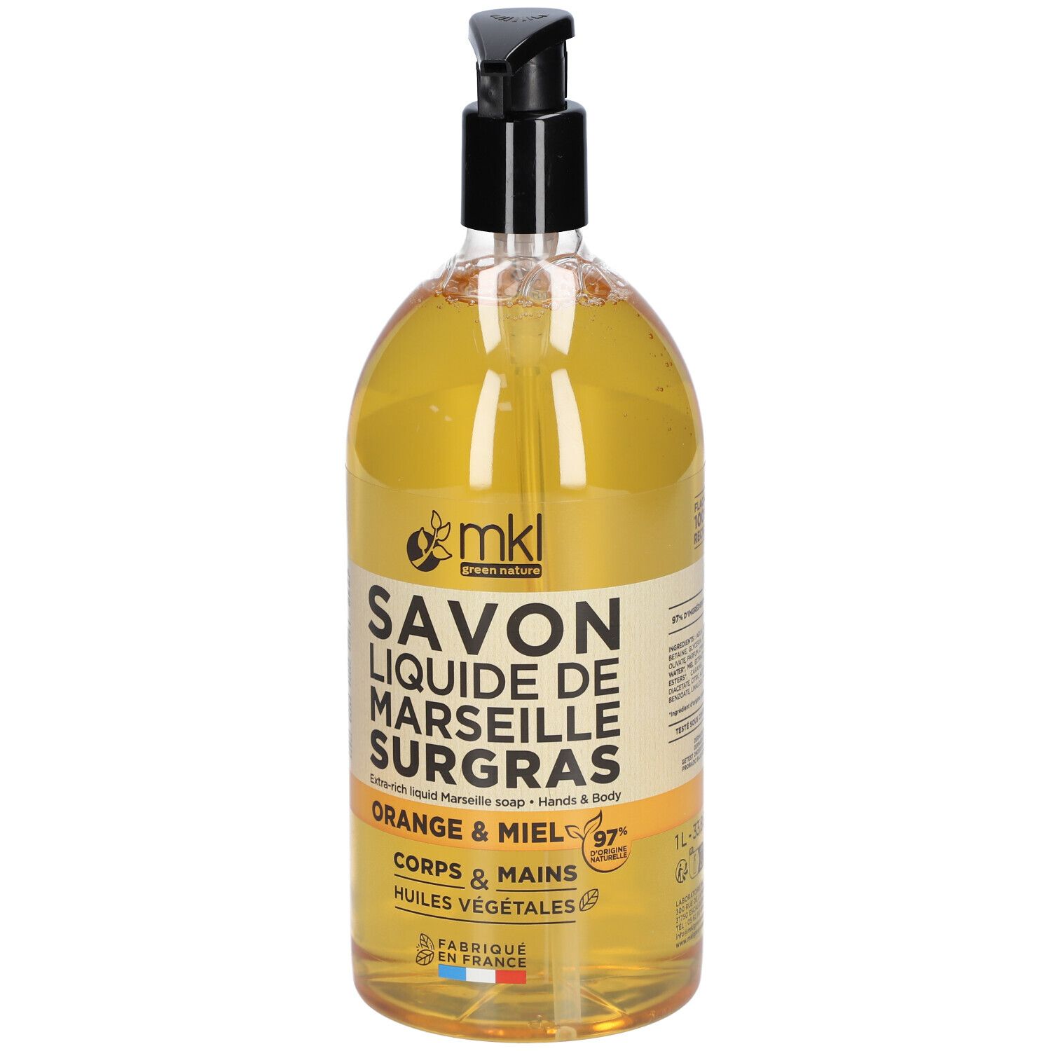 mkl SAVON DE MARSEILLE LIQUIDE 1L - ORANGE ET MIEL