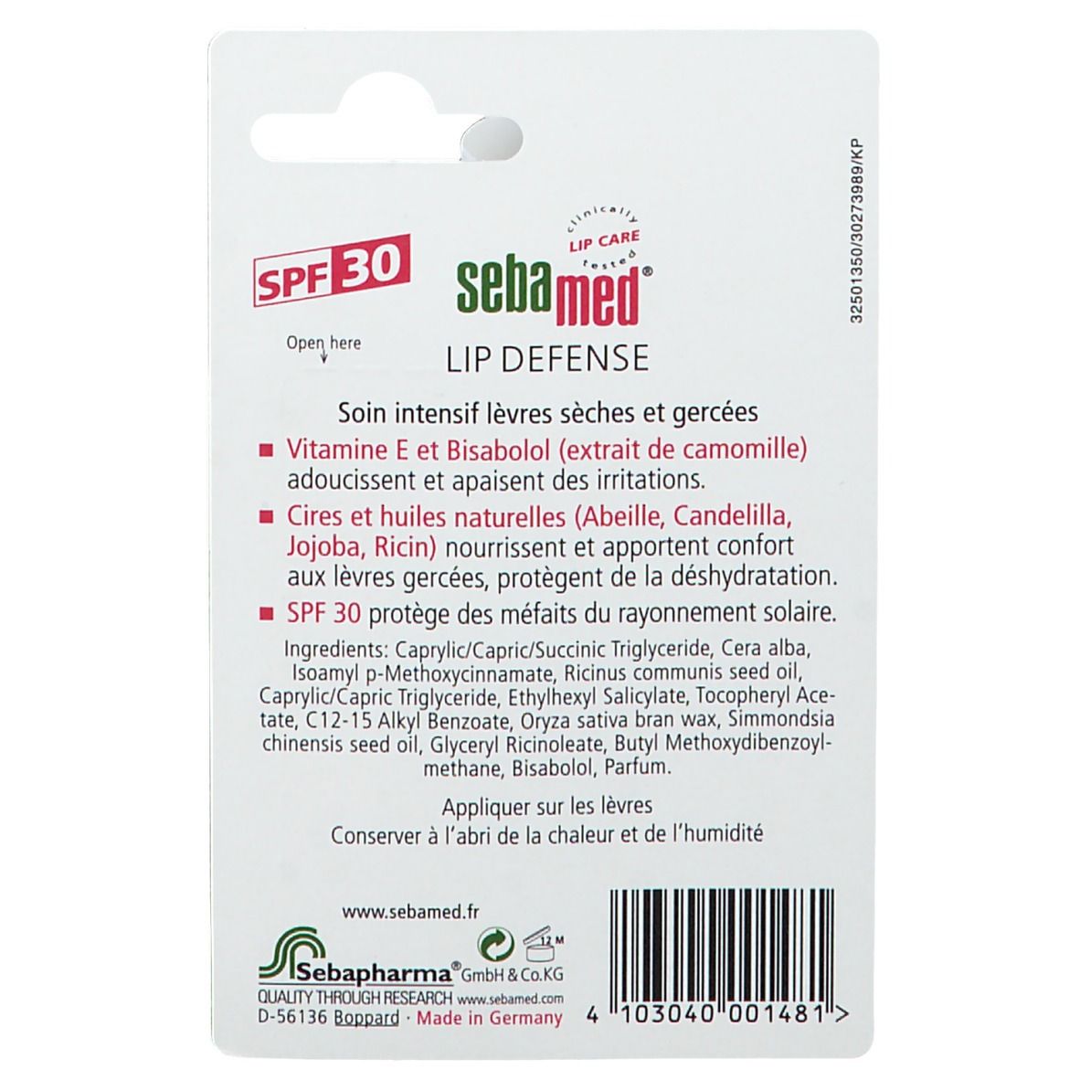 Sebamed® Lip Defense Dry and Chapped Lips SPF30