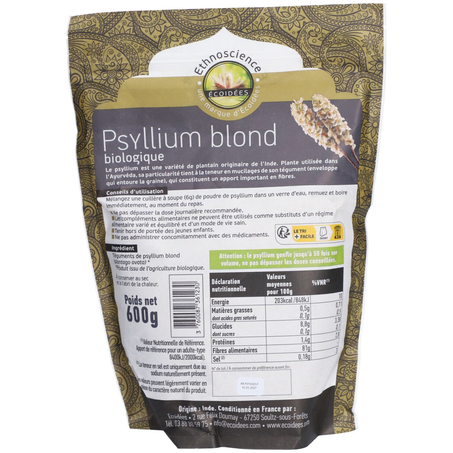 ECOIDEES FLOHSAMEN BLOND PDR 600G