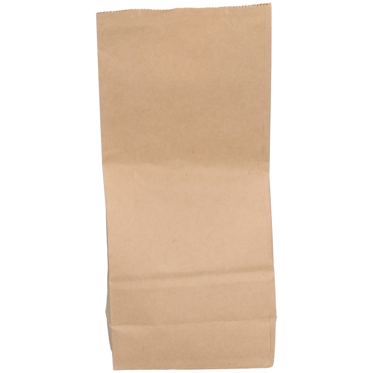 Braune Papiertüte, leer, von vorne gesehen.