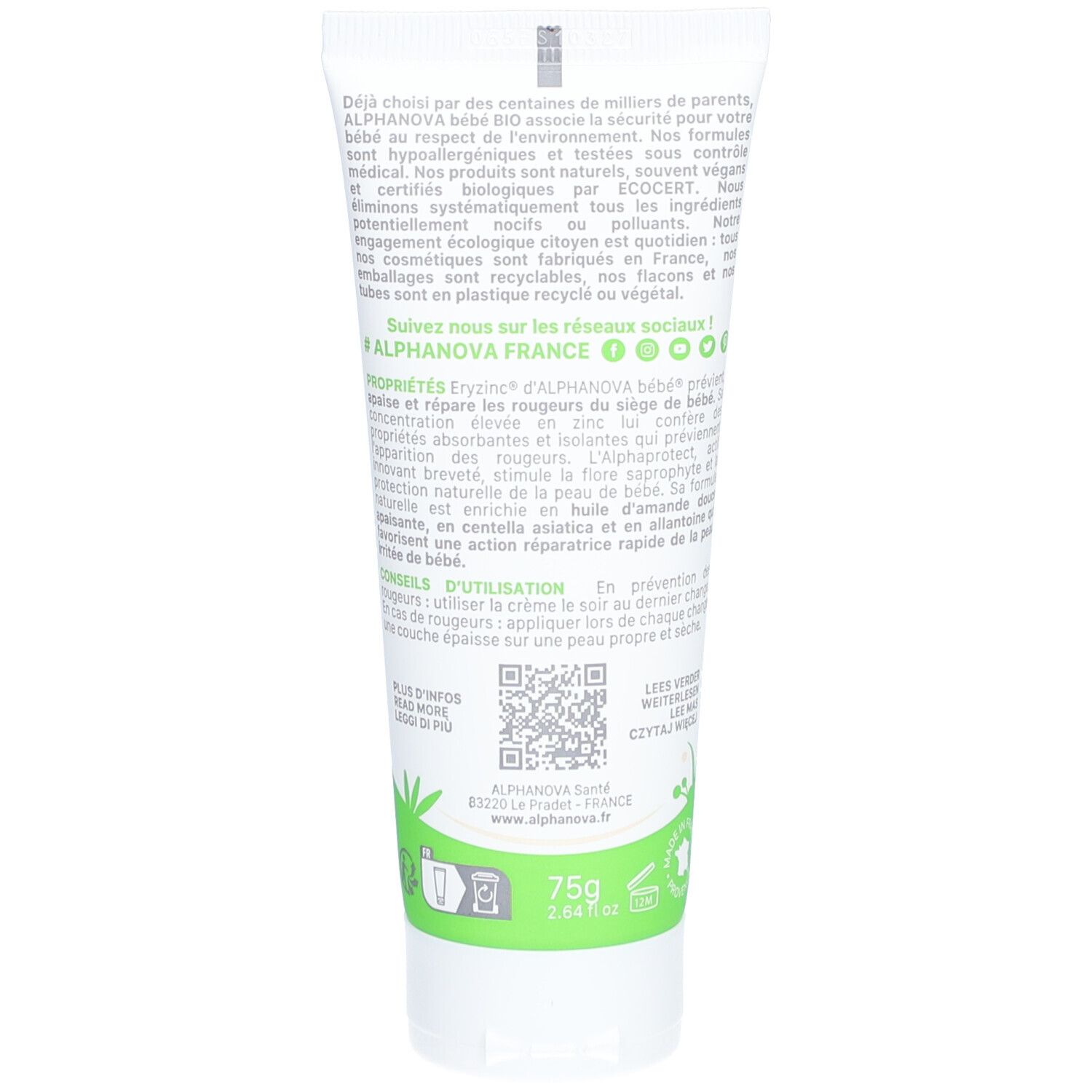 Alphanova Bébé Eryzinc Crème de Change