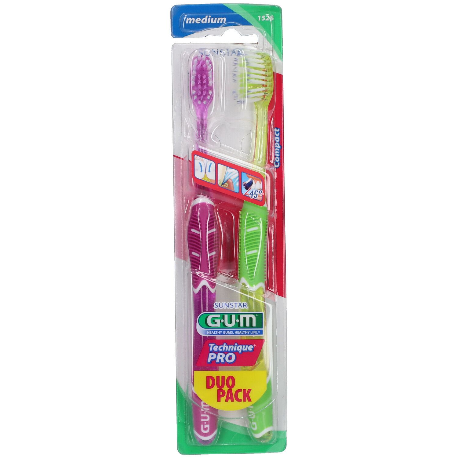 GUM® Technique PRO Compact Zahnbürsten Erwachsene medium 1528