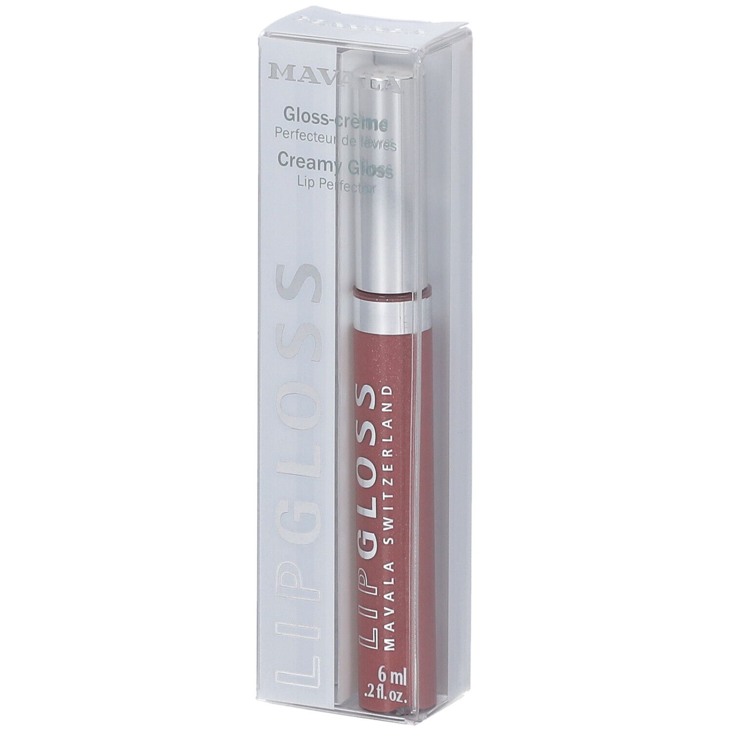 Lipgloss MAVALA Tiramisu, 6 ml, dans un emballage transparent.