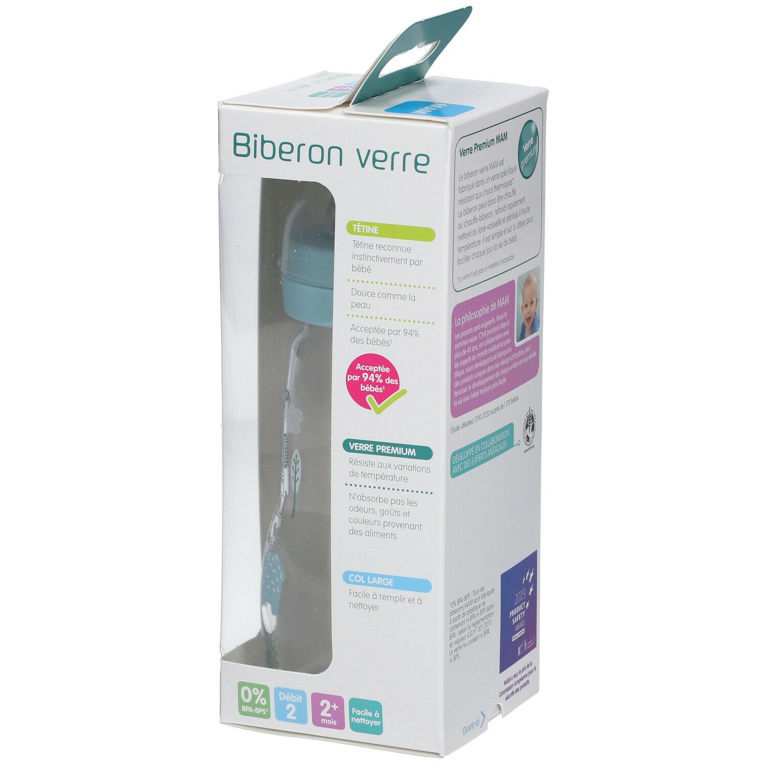MAM Babyflasche Glas 260 ml blau