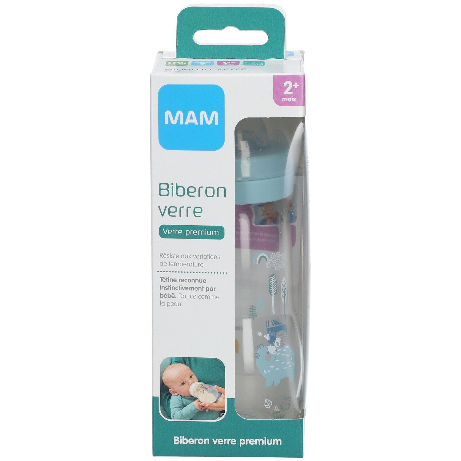 MAM Babyflasche Glas 260 ml blau