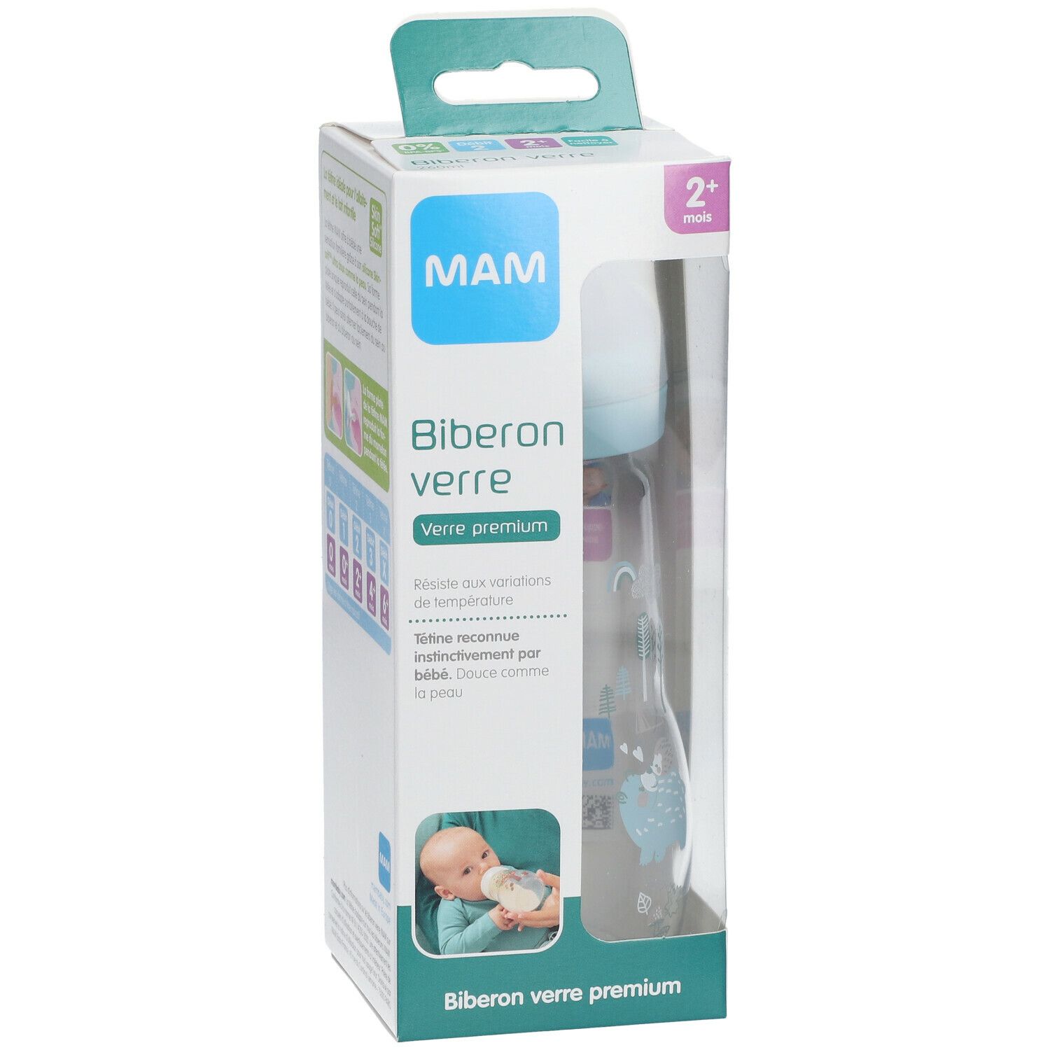 MAM Babyflasche Glas 260 ml blau