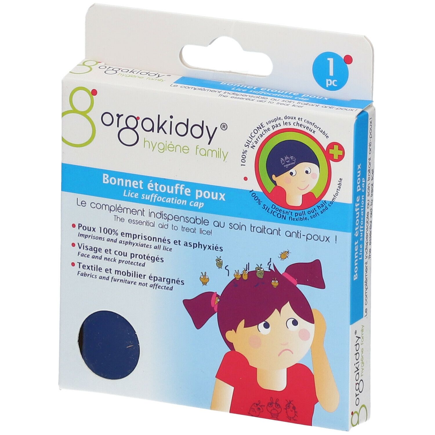orgakiddy® Bonnet étouffe-poux bleu PR20