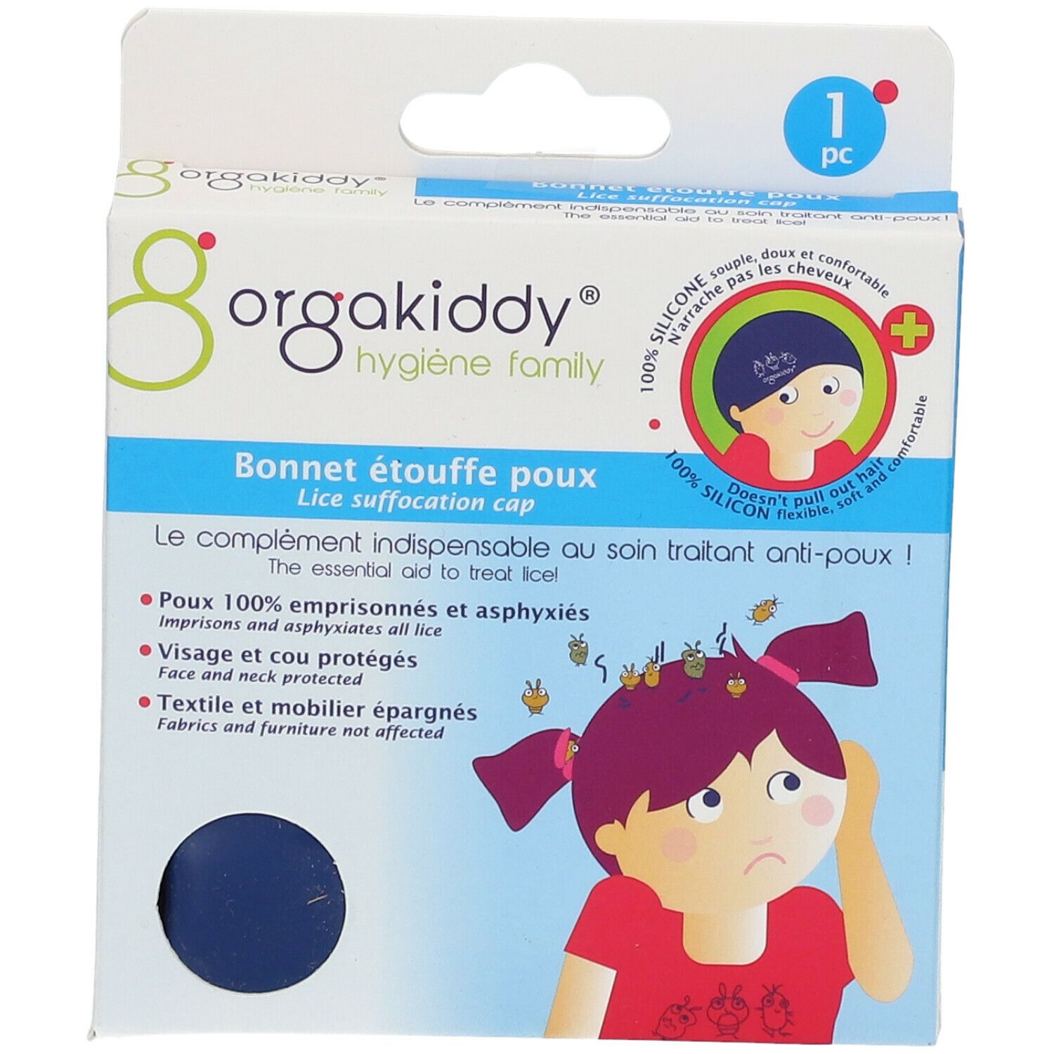 orgakiddy® Bonnet étouffe-poux bleu PR20