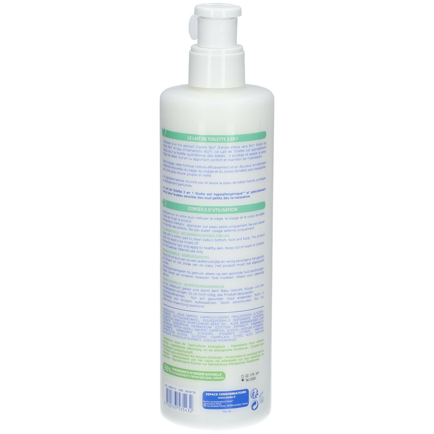 dodie® Lait de toilette 3 en 1