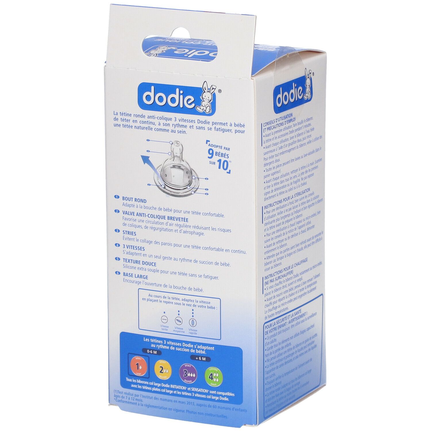 dodie® Biberon Initiation+ 150 ml Rose poupée tétine débit 1