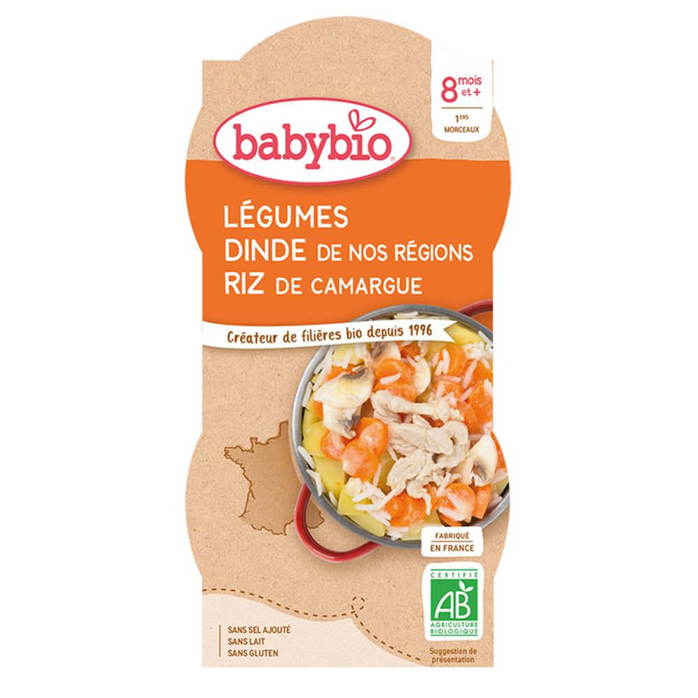 Babybio GEMÜSE DINDE DE NOS REGIONS & RIZ DE CAMARGUE ab 8 Monate