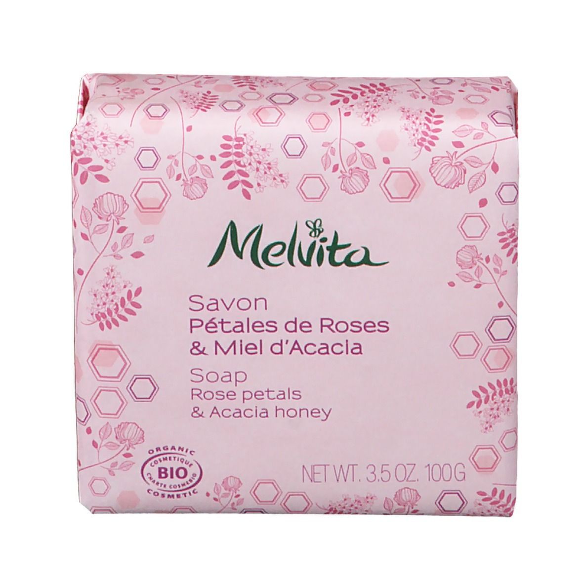 Melvita-Rosen- und Akazienhonig-Seife Bio