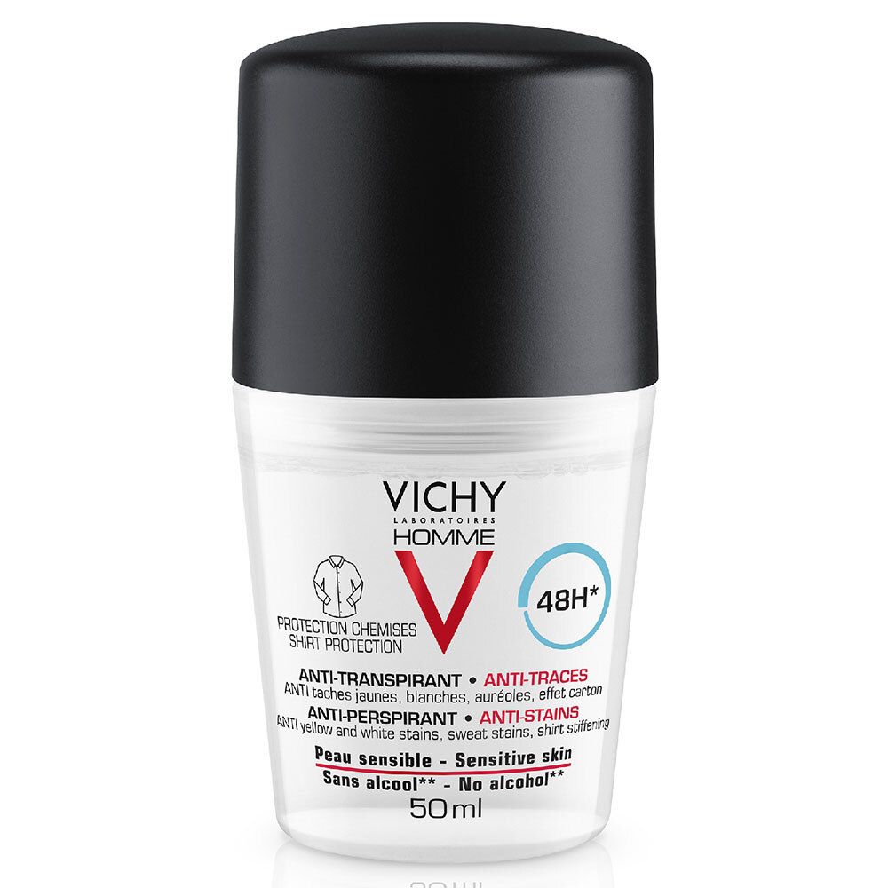 Vichy Homme Déodorant 48H anti-transpirant anti-traces protection chemise 50 ml