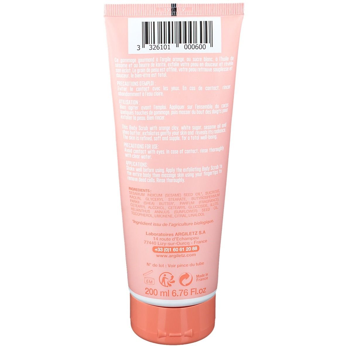 Argiletz Gommage exfoliant Corps Argile Orange