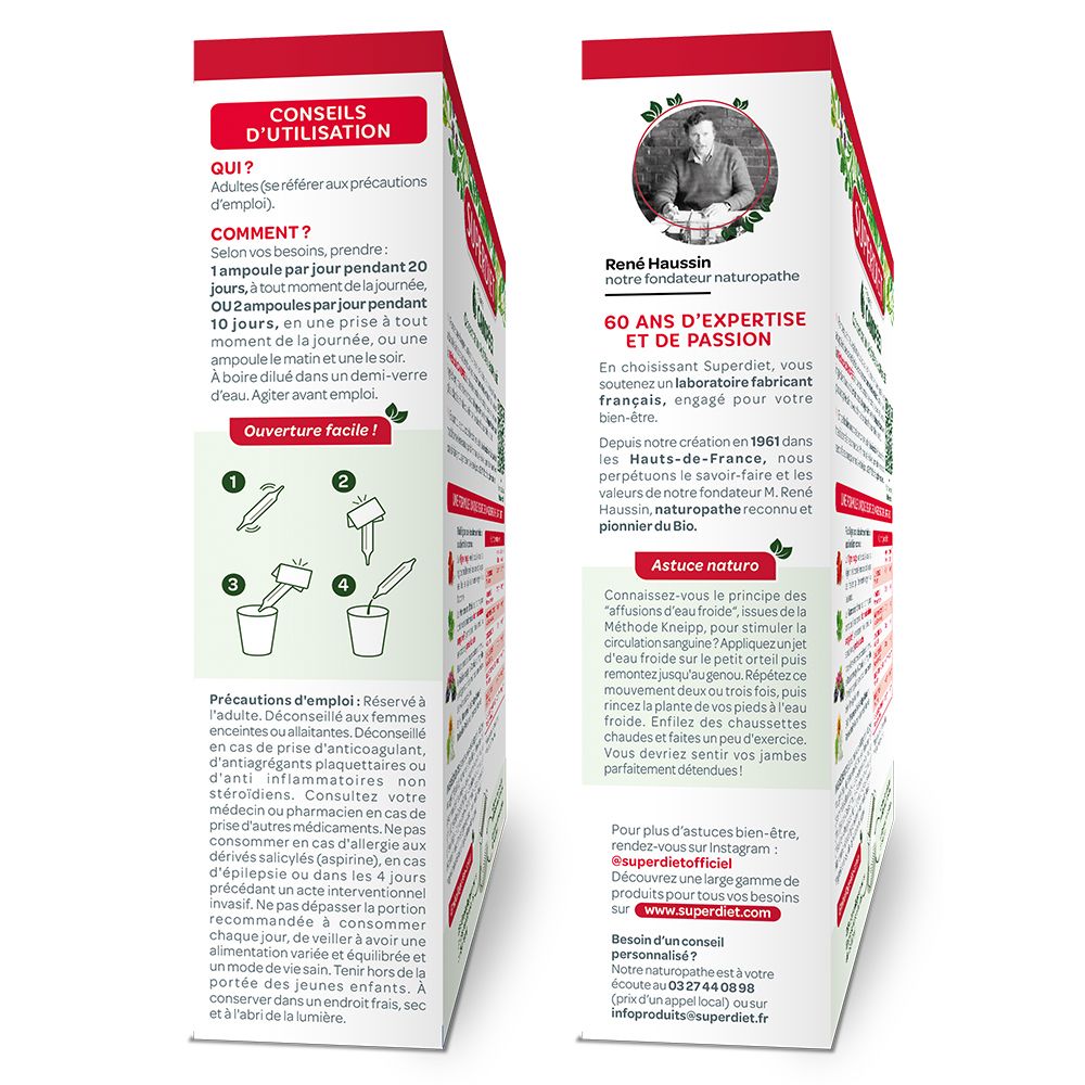 Boîte Superdiet Fluidilège. Conseils d'utilisation. Recommandations d'emploi. Informations fabricant.