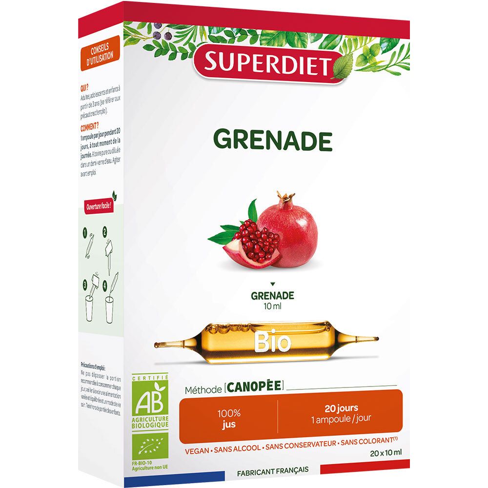 SUPERDIET Granatapfel Bio - 20 Ampullen à 10 ml