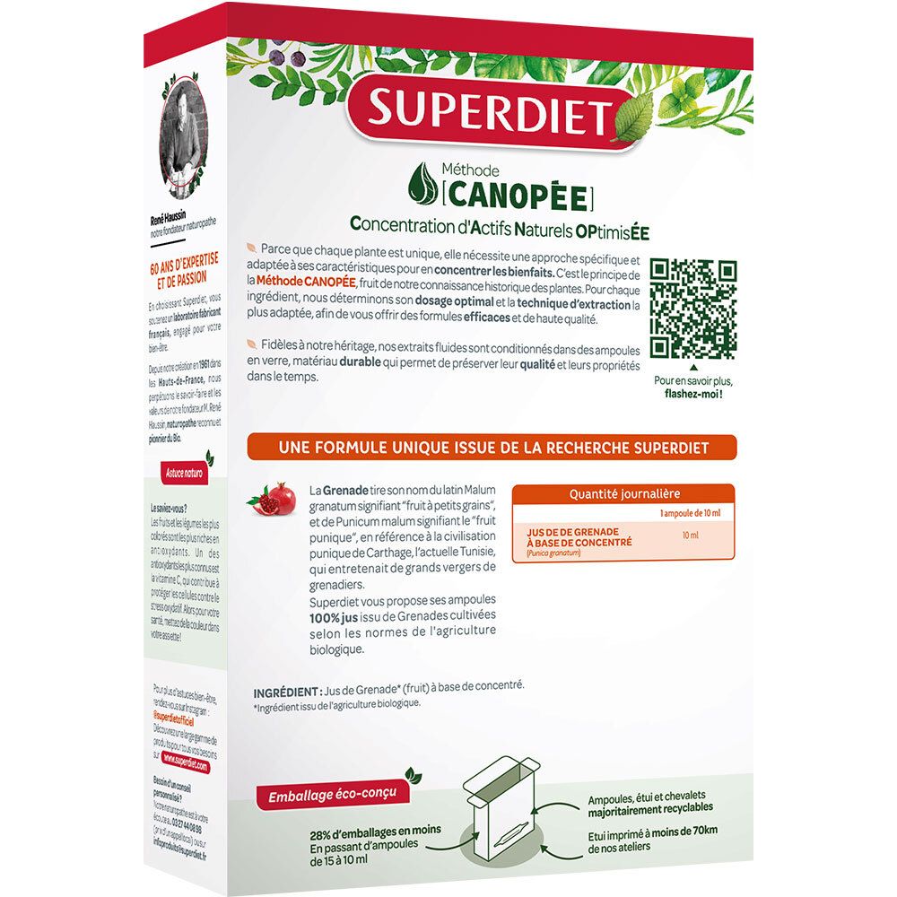 SUPERDIET Granatapfel Bio - 20 Ampullen à 10 ml
