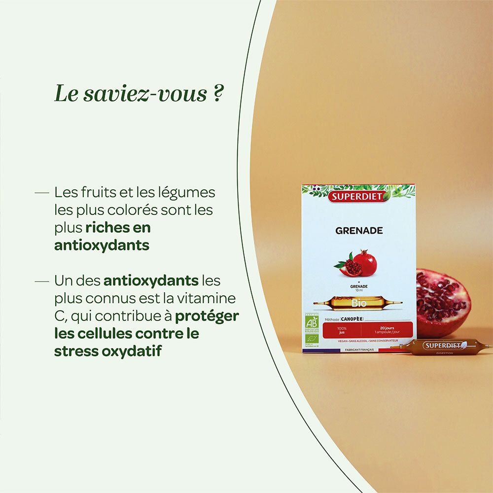 SUPERDIET Granatapfel Bio - 20 Ampullen à 10 ml