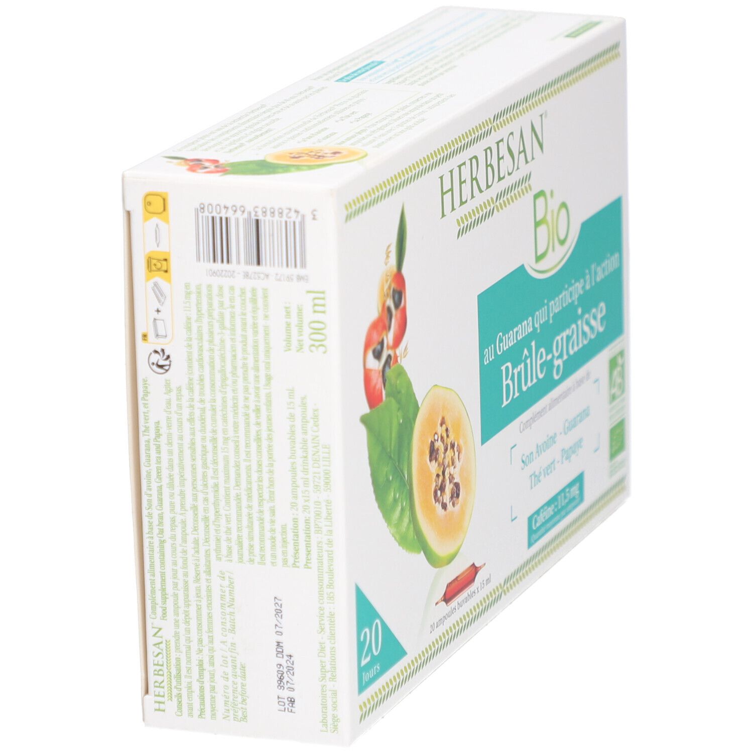Herbesan Bio Fettverbrenner Guarana Grüntee Papaya Hafer