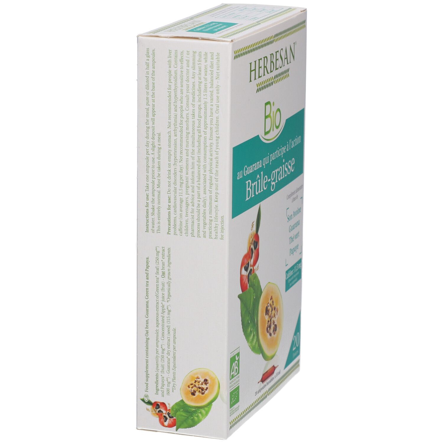 Herbesan Bio Fettverbrenner Guarana Grüntee Papaya Hafer