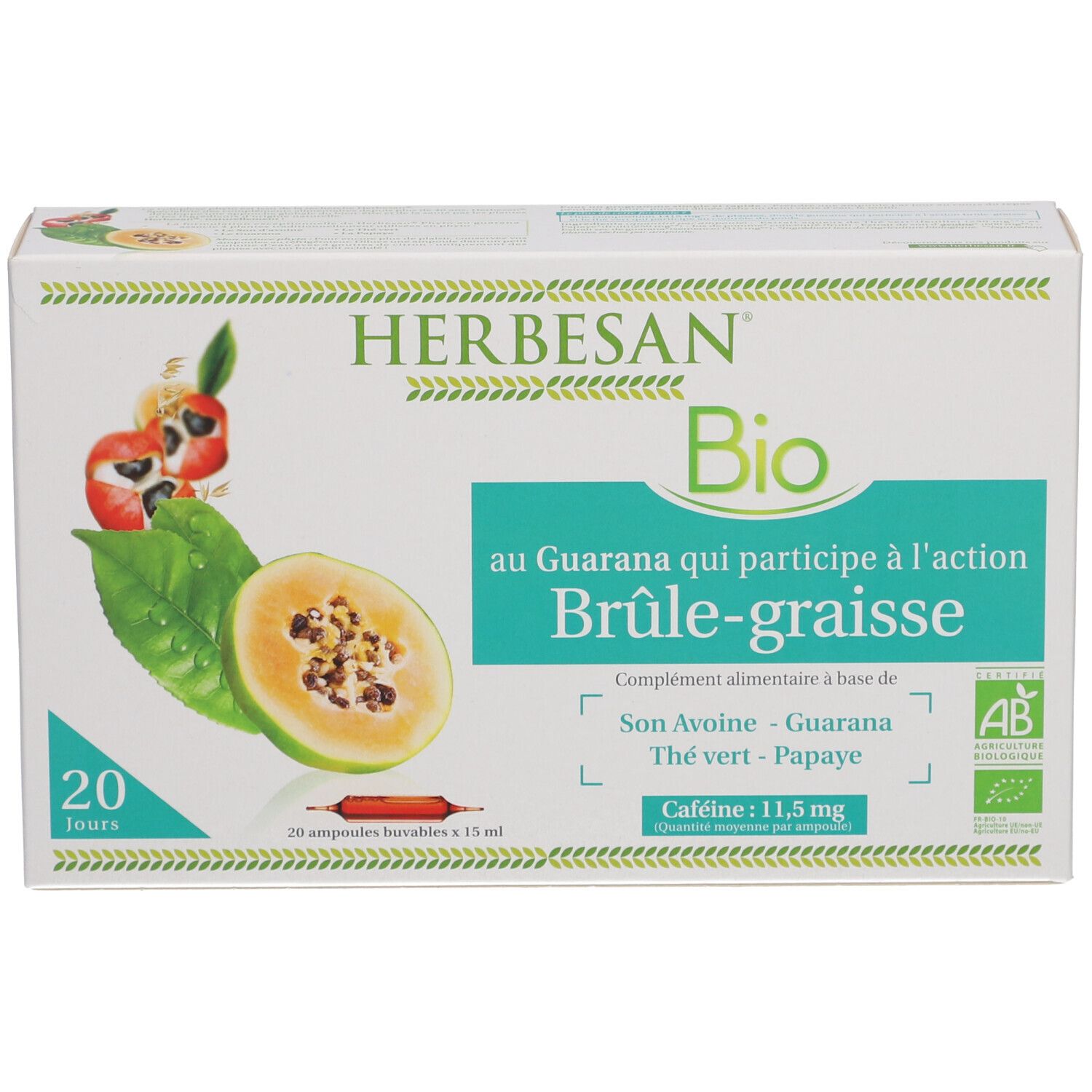 Herbesan Bio Fettverbrenner Guarana Grüntee Papaya Hafer