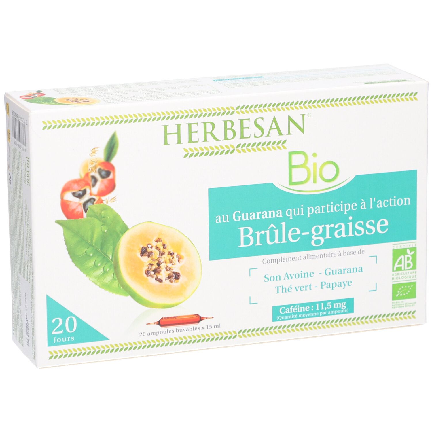 Herbesan Bio Fettverbrenner Guarana Grüntee Papaya Hafer