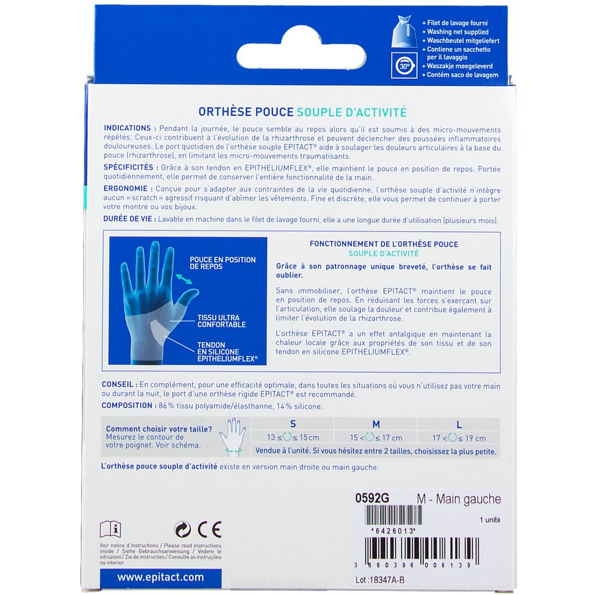 epitact® Orthèse rhizarthrose pouce gauche M