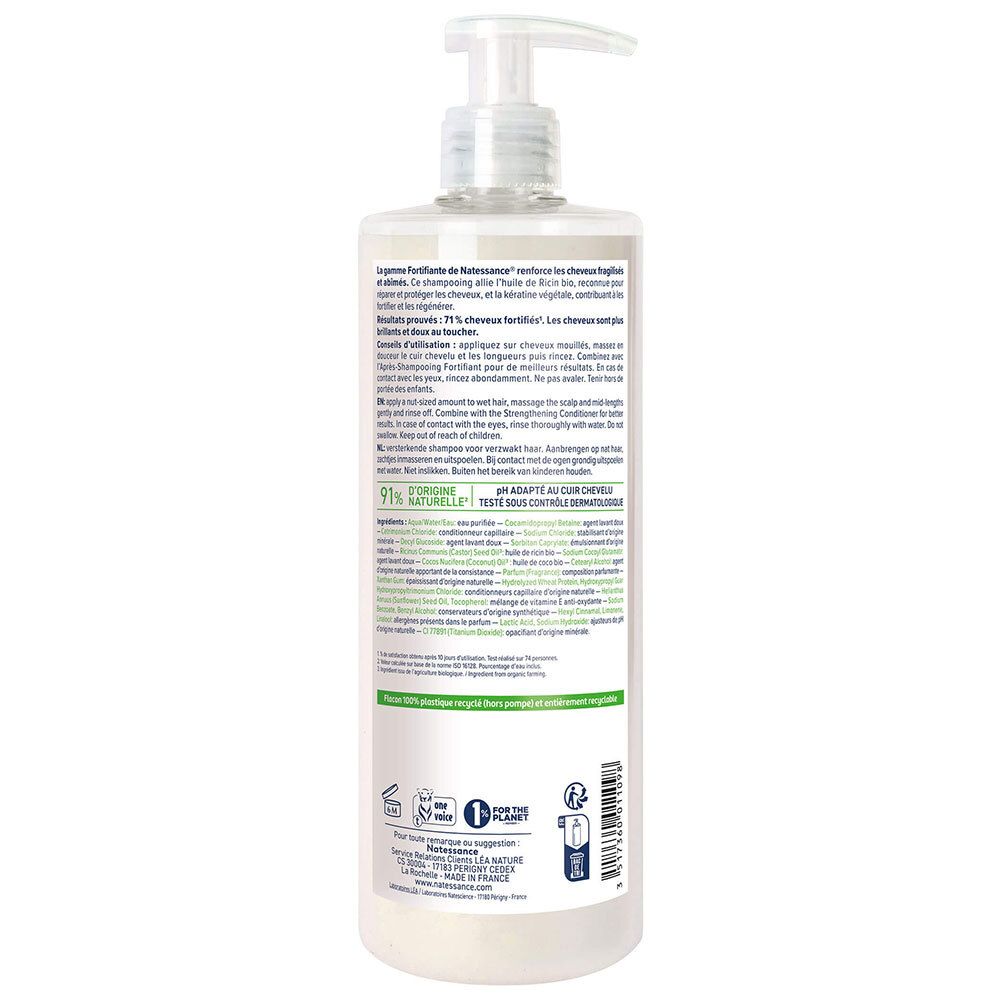 Natessance Shampooing Réparateur Fortifiant à l’Huile de Ricin et Kératine