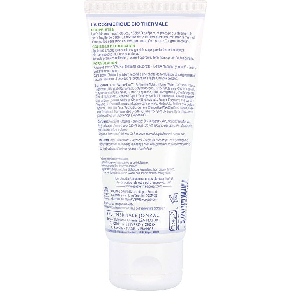 Jonzac Bébé Bio Cold Cream Nutri-Douceur Visage et Corps