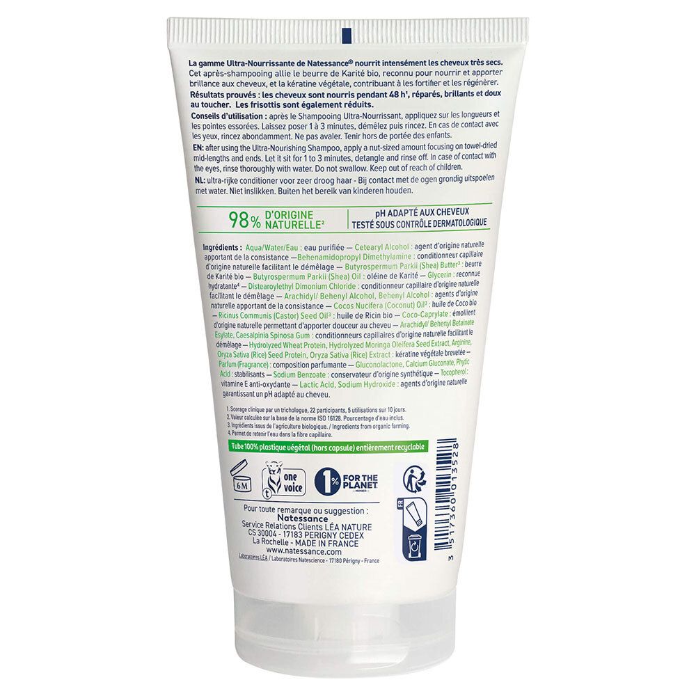 Natessance Après-Shampooing Ultra Riche Karité et Kératine Végétale