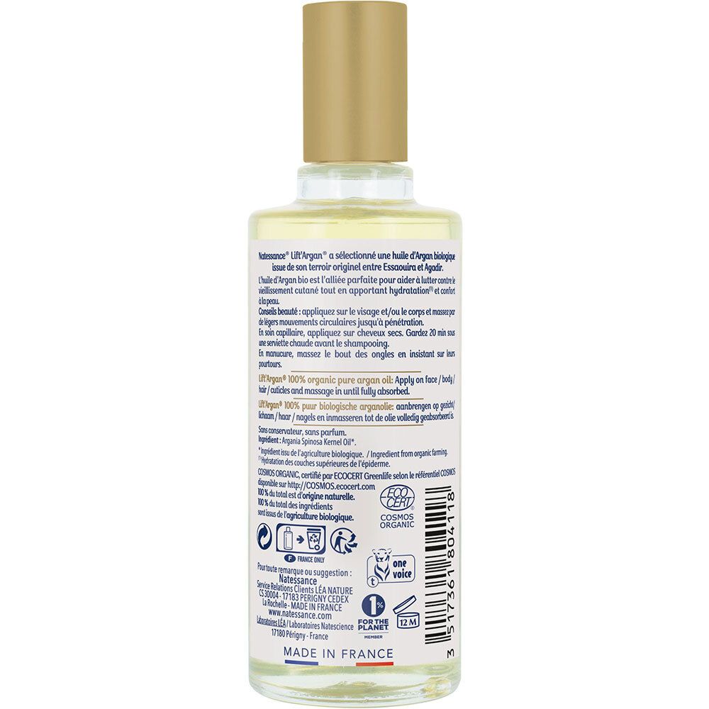 Natessance Huile d’Argan Bio Lift’Argan Visage Corps Cheveux