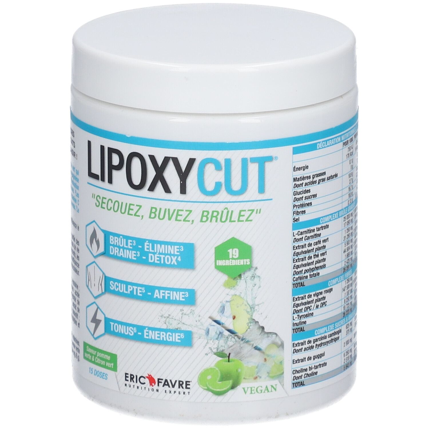 ERIC FAVRE Lipoxycut Vegan - Fettverbrenner Geschmack Grüner Apfel Zitrone