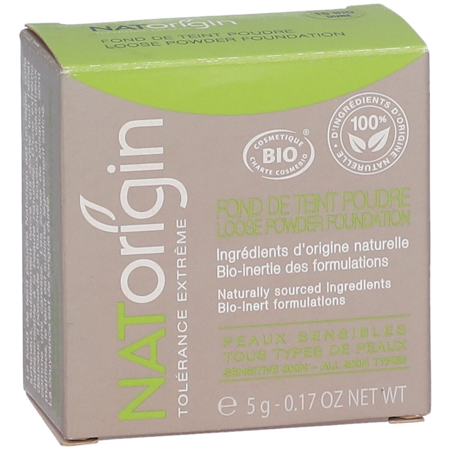 Kartonverpackung. Aufschrift: NATorigin, BIO-Zertifizierung, 100% natürliche Inhaltsstoffe. Für empfindliche Haut.