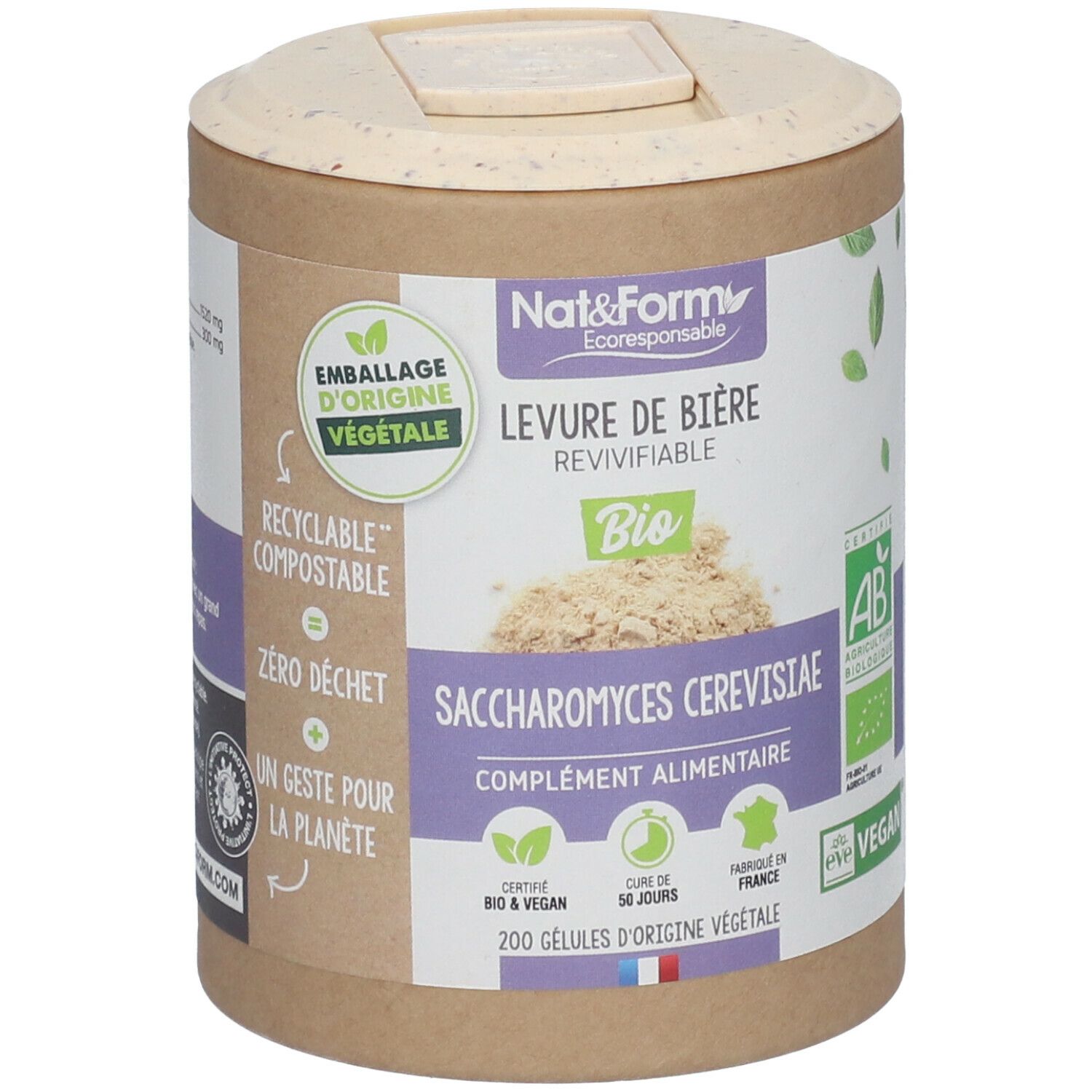 Nat & Form Ecocert® Wiederbelebbare Bierhefe Bio