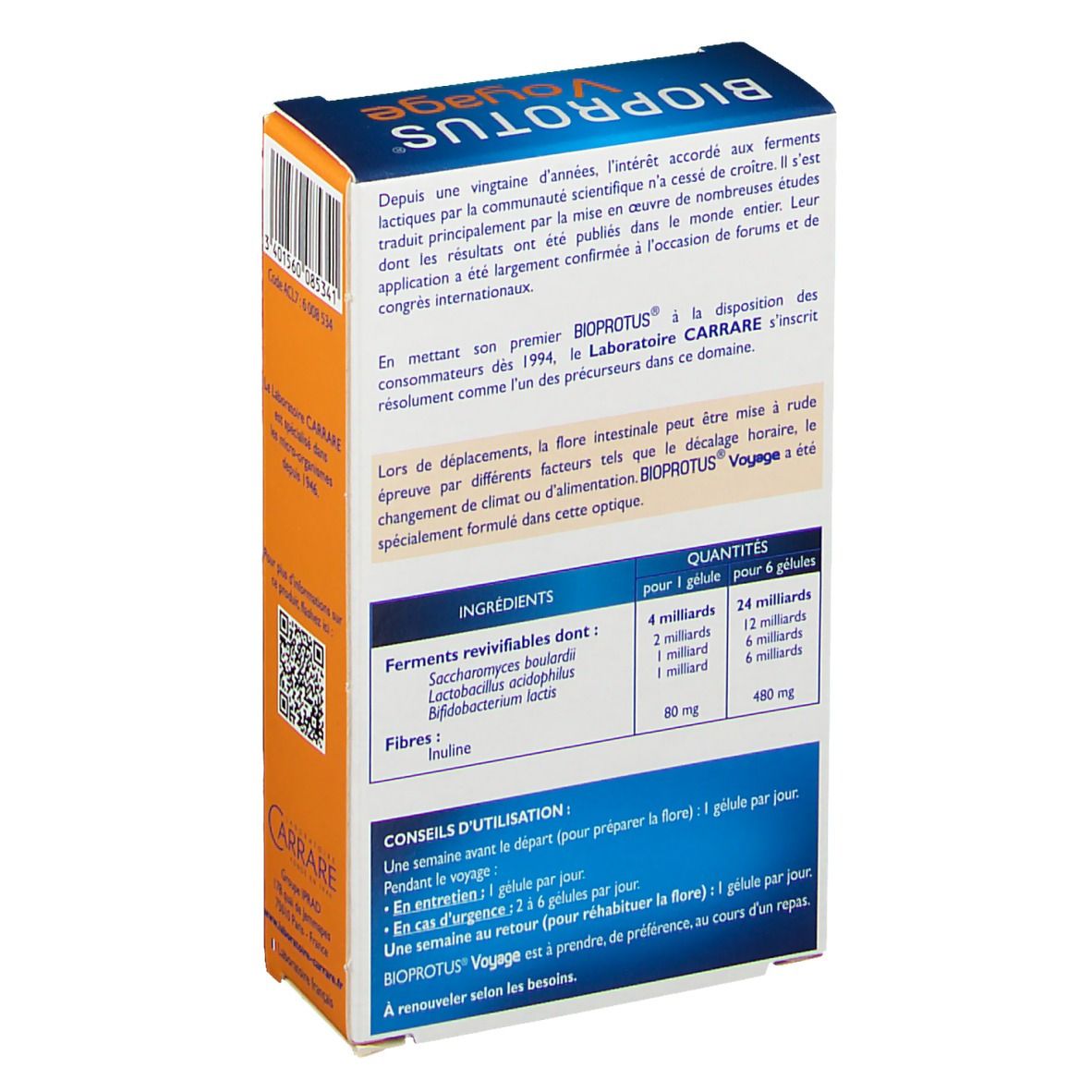 BIOPROTUS® Voyage, Gélule, Flore intestinale à base de probiotiques