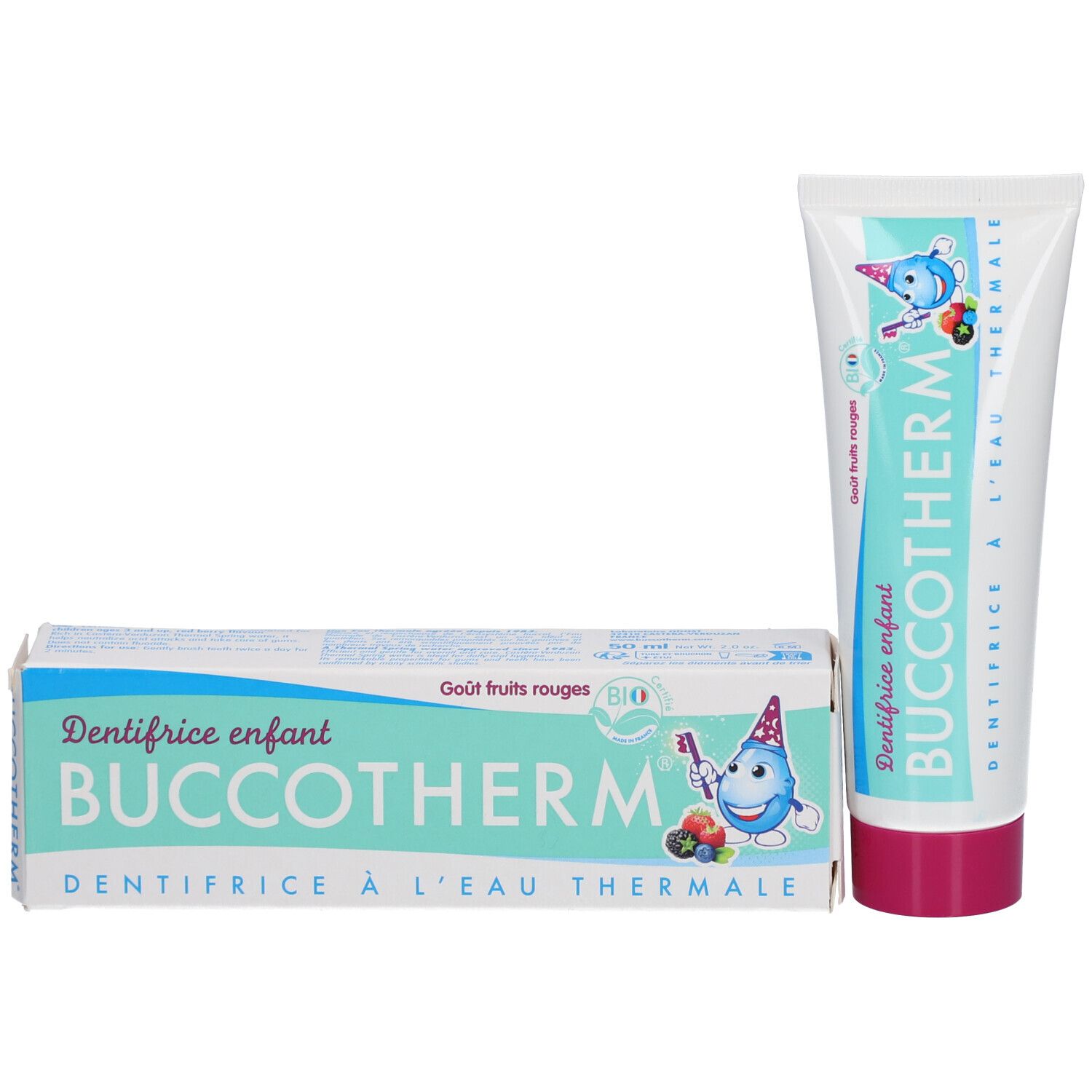 Buccotherm Kinder Zahnpasta mit Thermalwasser Geschmack Rote Früchte Bio