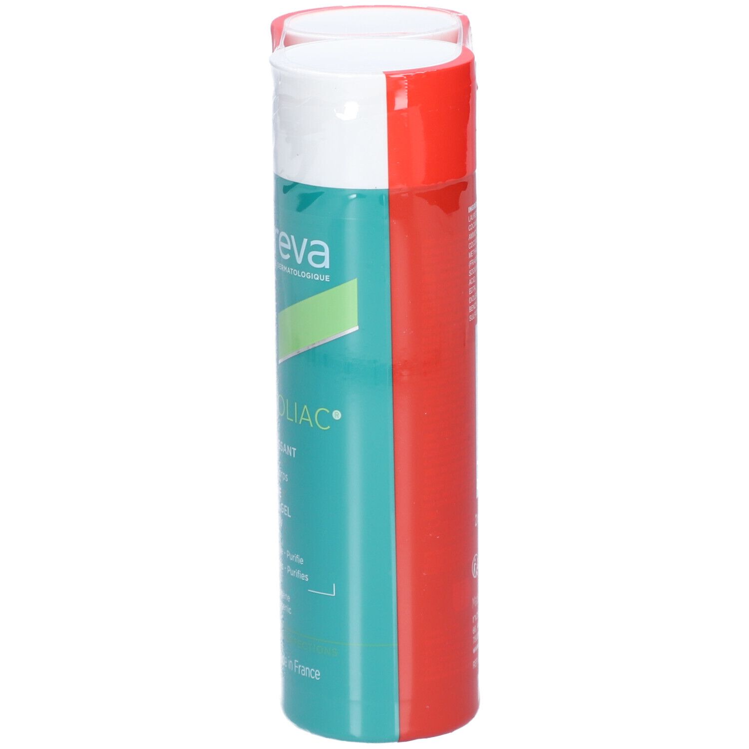 NOREVA Exfoliac Gel moussant intensif. Produit dans un emballage rouge et vert.