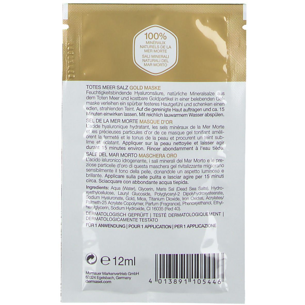 DERMASEL® EXKLUSIV Totes Meer Maske Goldrausch