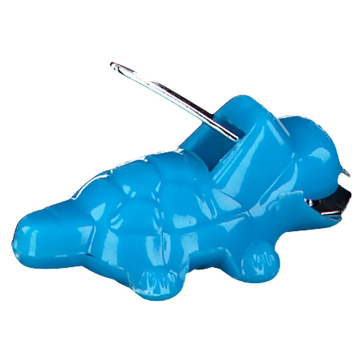 Blauer Nagelkrokodil-Knipser mit silberner Klinge. Auf der Klinge steht "bébisol".