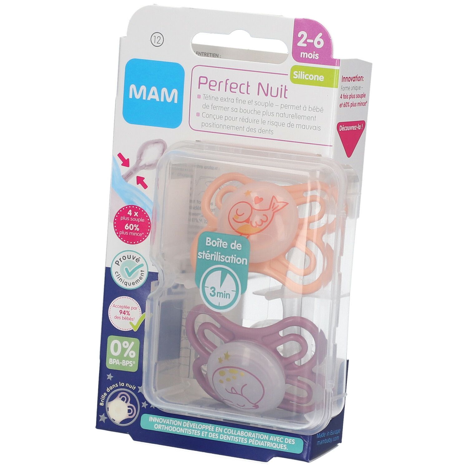 MAM Perfect Nuit 2-6 Monate Kleiner Träumer - Schnuller (Farbe nicht wählbar)